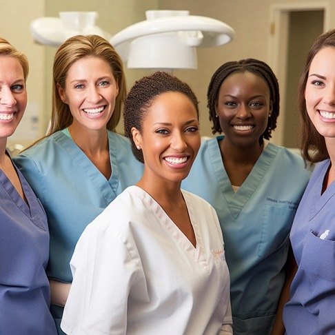 Dental team smiling