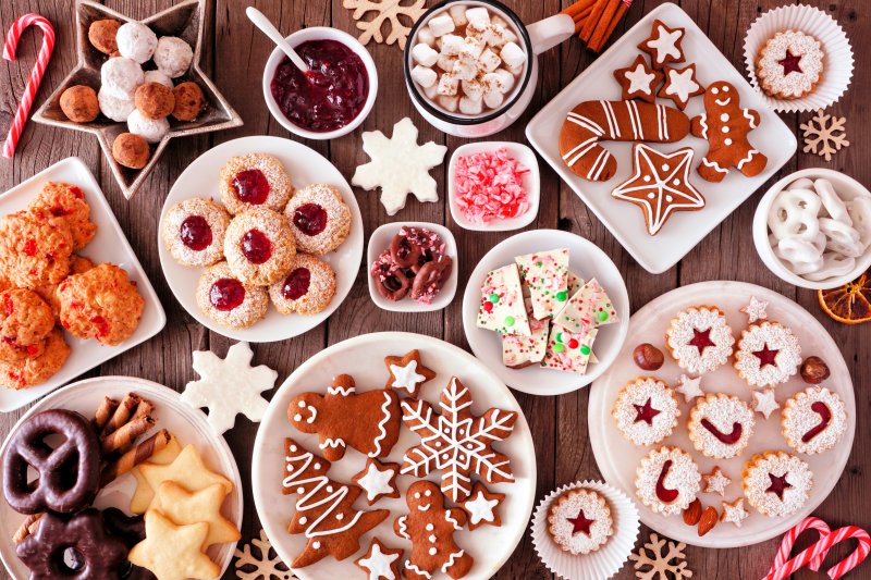 an assortment of sweet holiday foods